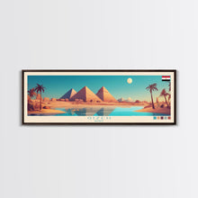 Load image into Gallery viewer, Gizeh, Egypt Panoramic Travel Poster Canvas Print, Gizeh, Egypt Painting, Egypt Art, Gizeh Panoramic Travel Art, Travel Painting