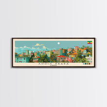 Load image into Gallery viewer, Addis Ababa, Ethiopia Panoramic Canvas Print, Addis Ababa, Ethiopia Painting, Ethiopia Art, Addis Ababa Travel Poster, Travel Art, Housewarming Gift