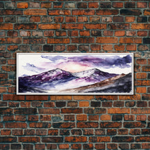 Load image into Gallery viewer, Framed Canvas Print of Majestic Mountain Landscape | Vibrant Hues | Watercolor Painting | Ready-to-Hang | Home Decor