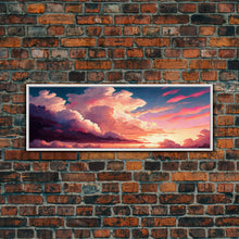 Load image into Gallery viewer, Beautiful Panoramic Framed Canvas Print of Red and Pink Clouds and Sunset, Framed Wall Art, Wall Decor, Living Room Art