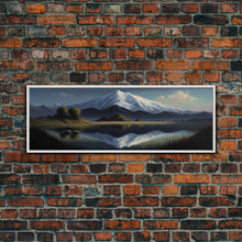 Cargar imagen en el visor de la galería, Contemporary Mountain Oil Painting Framed Canvas Print | Huge Wall Decor | Panoramic Nature / Landscape Painting | Wood Frame Art
