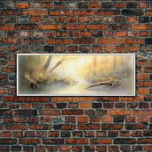 Load image into Gallery viewer, Beautiful Misty Landscape Wall Art Print, Foggy Lake, River, Trees, Wall Decor, Large Canvas Art Print, Panoramic, Wall Art, Canvas Print