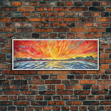 Carregar imagem no visualizador da galeria, Abstract Beach Wall Art, Colorful Abstract Nature, Framed Abstract Print Art, Sunset, Beach, Vibrant Art, Panoramic, Wall Art, Canvas Print