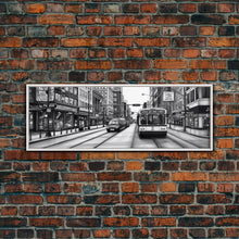 Load image into Gallery viewer, Big City Canvas Print, City Art, Cars, Bus, Buildings, Large Urban Art Print, Original Art, Wall Decor, Panoramic, Wall Art, Canvas Print