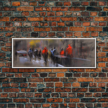 Carregar imagem no visualizador da galeria, Abstract People On Street Canvas Print, Abstract Urban Art, Vibrant Art, Line Art City Wall Decor, Panoramic, Wall Art, Canvas Print