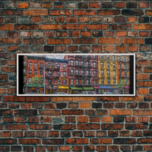 Carregar imagem no visualizador da galeria, Abstract Row Of Buildings City Canvas Print, Large Urban Art Print, Cityscape Art, Vibrant Art, Panoramic, Wall Art, Canvas Print
