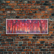 Load image into Gallery viewer, Enchanted Forest Art, Abstract Forest Art, Pink Forest, Pastel Wood, Wall Decor, Large Canvas Print, Panoramic, Wall Art, Canvas Print