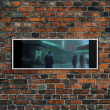 Cargar imagen en el visor de la galería, City Canvas Art Print, City Art, Dark Night Street Art, Urban Art, Neon Lights In City, Large Urban Art, Panoramic, Wall Art, Canvas Print