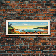 Carregar imagem no visualizador da galeria, Acadia National Park, Panoramic Maine Travel Art, National Park Print, Minimalist Travel Art, Midcentury Modern Style Landscape