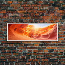 Load image into Gallery viewer, Beautiful Photographic Panoramic of Antelope Canyon Arizona, Sunset Photography, Framed Canvas Print, Landscape Photography, Landmark Art