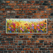 Carregar imagem no visualizador da galeria, Framed Canvas Print of Original painting, Large wall art, Boho wall décor, Flower painting, Home decor, Modern art, Bedroom decor, Panoramic