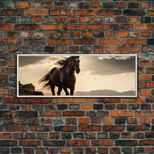 Carregar imagem no visualizador da galeria, Canvas Wall Art, Horse Photography Print, Framed Canvas Print, Horse Wall Decor, Panoramic Wall Art, Large Wall Art, Rustic Decor