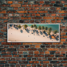 Load image into Gallery viewer, Drone Shot of Bora Bora, Vacation Art, Tropical Beach Photography Framed Canvas Print, Panoramic Bird's Eye View of Paradise