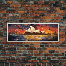 Carregar imagem no visualizador da galeria, Abstract Painting of the Sydney Opera House, Framed Canvas Print, Van Gogh Inspired Australia Art, Paint of Sydney
