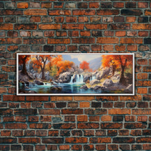 Load image into Gallery viewer, Beautiful Fall Centerpiece Wall Art, Framed Canvas Print, Autumn Landscape Watercolor Painting, Minimalist Boho Style Wall Art, Minimalist