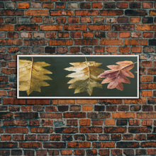 Carregar imagem no visualizador da galeria, Fall Decor, Fall Leaves Panoramic Art, Extra Large Wall Art, Framed Panoramic Canvas Print, Framed Wall Art
