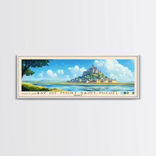 Load image into Gallery viewer, Bay of Mont Saint-Michel, France Panoramic Beach Print, Vacation Gift, France Wall Art, Framed Canvas Print, Framed Beach Painting