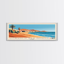 Load image into Gallery viewer, Beaches of Isla de Providencia, Colombia Panoramic Print, Vacation Gift, Colombia Wall Art, Beach Painting, Beach Decor, Large Wall Art, Wood Frame Art