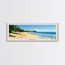Load image into Gallery viewer, Blue Beach La Chiva, Puerto Rico Panoramic Beach Print, Vacation Gift, Puerto Rico Wall Art, Framed Canvas Print, Framed Beach Painting