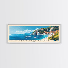 Carregar imagem no visualizador da galeria, Capo Sant’Andrea, Italy Panoramic Beach Print, Vacation Gift, Italy Wall Art, Framed Canvas Print, Framed Beach Painting