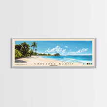 Carregar imagem no visualizador da galeria, Carlisle Beach, Barbados Panoramic Beach Print, Vacation Gift, Barbados Wall Art, Framed Canvas Print, Framed Beach Painting