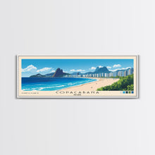 Load image into Gallery viewer, Copacabana, Brazil Panoramic Beach Print, Vacation Gift, Brazil Wall Art, Framed Canvas Print, Framed Beach Painting
