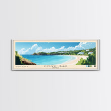 Load image into Gallery viewer, Cove Bay, Anguila Panoramic Beach Print, Vacation Gift, Anguila Wall Art, Framed Canvas Print, Framed Beach Painting