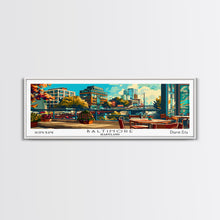 Carregar imagem no visualizador da galeria, Baltimore Maryland Panoramic Wall Art Framed Canvas Print, Mid Century Modern Art, Pop Art Style, Travel Poster, Home Decor, Retro Style