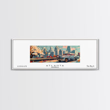 Load image into Gallery viewer, Atlanta Georgia Panoramic Painting, Mid Century Modern Framed Canvas Print, Retro Pop Art Travel Poster, Wall Decor, Gift Idea, Home Decor