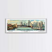 Cargar imagen en el visor de la galería, Chicago Illinois Panoramic Painting, Mid Century Modern Framed Canvas Print, Retro Pop Art Travel Poster, Wall Decor, Gift Idea, Home Decor