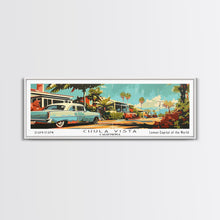 Load image into Gallery viewer, Chula Vista California Panoramic Painting, Mid Century Modern Framed Canvas Print, Retro Pop Art Travel Poster, Wall Decor, Office Art