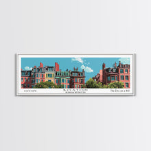 Load image into Gallery viewer, Boston Massachusetts Panoramic Painting, Mid Century Modern Framed Canvas Print, Retro Pop Art Travel Poster, Home Decor, City Art