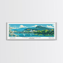 Cargar imagen en el visor de la galería, Chattanooga Tennessee Panoramic Painting, Mid Century Modern Framed Canvas Print, Retro Pop Art Travel Poster, Home Decor, City Print