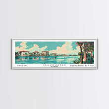 Cargar imagen en el visor de la galería, Clearwater Florida Panoramic Painting, Mid Century Modern Framed Canvas Print, Retro Pop Art Travel Poster, Home Decor, City Art