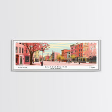 Load image into Gallery viewer, Elizabeth New Jersey Panoramic Wall Art, Mid Century Modern Framed Canvas Print, Retro Pop Art Travel Poster, City Home Decor, Office Art