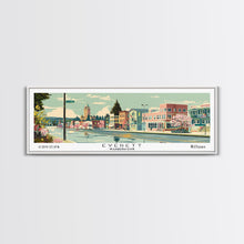 Carregar imagem no visualizador da galeria, Everett Washington Panoramic Painting, Mid Century Modern Framed Canvas Print, Retro Pop Art Travel Poster, Home Wall Decor