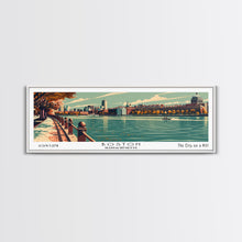 Load image into Gallery viewer, Boston Massachusetts Panoramic Painting, Framed Canvas Print, Mid Century Modern Wall Art, Retro Pop Art Travel Poster, Home Decor, City Art