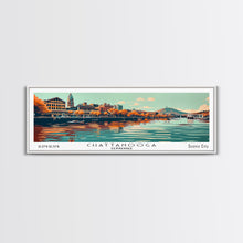 Cargar imagen en el visor de la galería, Chattanooga Tennessee Panoramic Painting, Framed Canvas Print, Mid Century Modern Wall Art, Retro Pop Art Travel Poster, Office Decor, City Art
