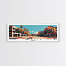Cargar imagen en el visor de la galería, Chula Vista California Panoramic Painting, Framed Canvas Print, Mid Century Modern Wall Art, Retro Pop Art Travel Poster, Home Decor, City Art