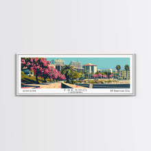 Load image into Gallery viewer, Fresno California Panoramic Painting, Framed Canvas Print, Mid Century Modern Wall Art, Retro Pop Art Travel Poster, Living Room Decor, City Art