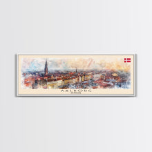 Carregar imagem no visualizador da galeria, Aalborg Denmark Travel Print Wall Art, Panoramic City Art, Travel Art, Wall Decor, Vacation Gift, Framed Canvas Print Or Metal Art