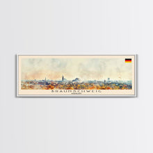 Load image into Gallery viewer, Braunschweig Germany Travel Art, City Art, Framed Canvas Print or Metal Wall Art, Europe Travel Poster, Panoramic Wall Art, Extra Wide Wall Art