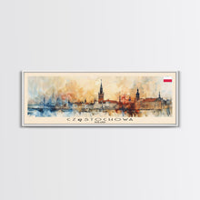 Load image into Gallery viewer, Czestochowa Poland Travel Art, City Art, Framed Canvas Print or Metal Wall Art, Europe Travel Poster, Panoramic Wall Art, Extra Wide Wall Art