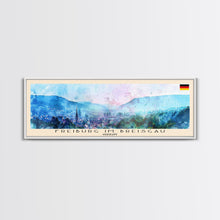 Load image into Gallery viewer, Freiburg Germany Panoramic Travel Poster, Framed Canvas Print or Metal Wall Art, Travel Art, Home Decor, Panoramic Painting, Midcentury Art