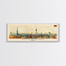 Carregar imagem no visualizador da galeria, Gelsenkirchen Germany Panoramic Travel Poster, Framed Canvas Print or Metal Wall Art, Travel Art, Home Decor, Panoramic Painting, Midcentury Art