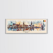 Load image into Gallery viewer, Ghent Belgium Wall Art, Panoramic Travel Poster, Panoramic Framed Canvas Print, City Wall Art, Wall Hanging Home Decor, Travel Art