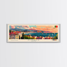 Load image into Gallery viewer, Almada Portugal Travel Art, City Art, Framed Canvas Print or Metal Wall Art, Europe Travel Poster, Panoramic Wall Art, Extra Wide Wall Art