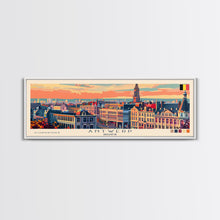 Load image into Gallery viewer, Antwerp Belgium Wall Art, Panoramic Travel Poster, Panoramic Framed Canvas Print, City Wall Art, Wall Hanging Home Decor, Travel Art