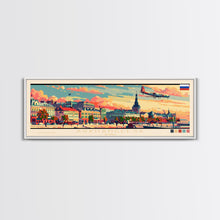 Carregar imagem no visualizador da galeria, Arkhangelsk Russia Panoramic Travel Poster, Framed Canvas Print or Metal Wall Art, Travel Art, Home Decor, Panoramic Painting, Midcentury Art
