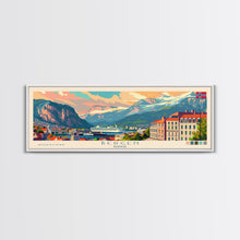 Load image into Gallery viewer, Bergen Norway Wall Art, Panoramic Travel Poster, Panoramic Framed Canvas Print, City Wall Art, Wall Hanging Home Decor, Travel Art